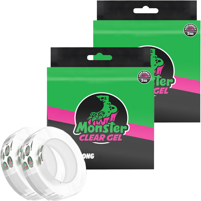몬스터겔 실리콘 양면테이프 30mm x 3m, 투명, 4개