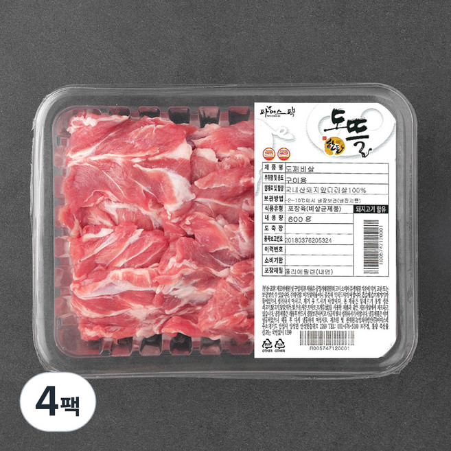 파머스팩 도뜰 한돈 도깨비살 구이용, 600g, 4팩