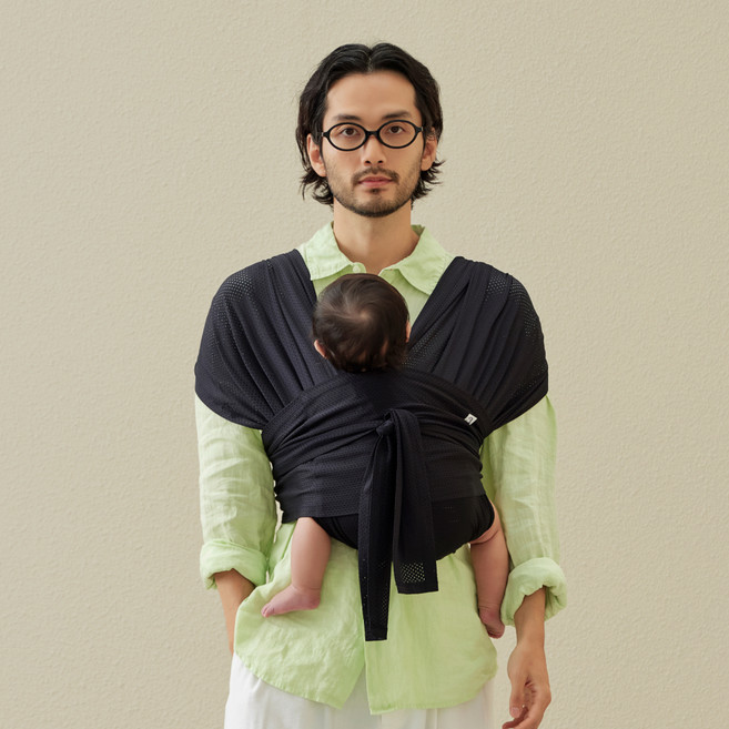 코니 아기띠 플렉스 AirMesh+헤드서포트 세트, 블랙