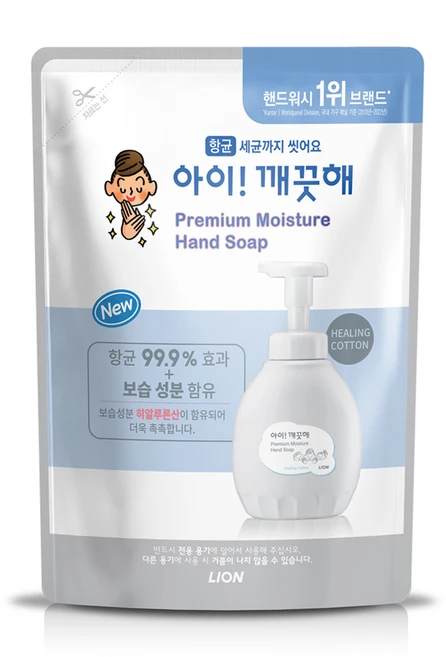 아이깨끗해 프리미엄 모이스처 폼 핸드솝 힐링코튼 리필, 400ml, 1개 - 쿠팡