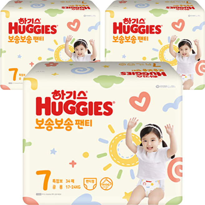 하기스 보송보송 팬티형 기저귀 남여공용, 7단계, 102매