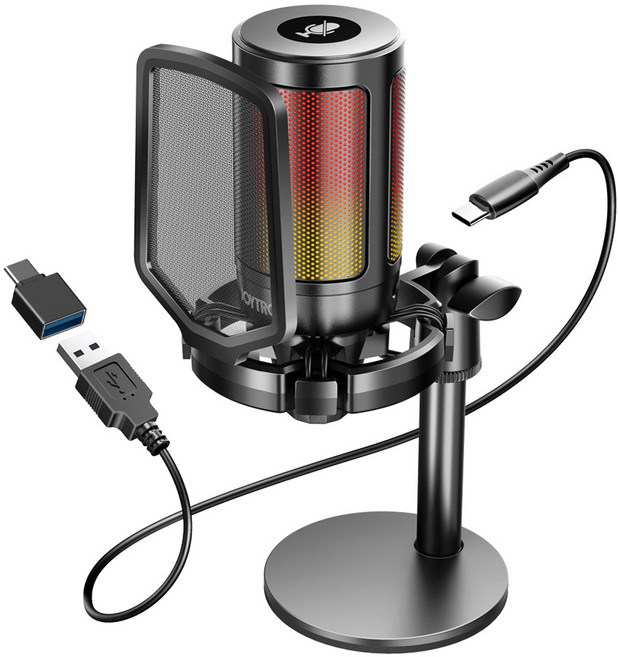 조이트론 유선 프로페셔널 USB 콘덴서 마이크, 캐스터2, 블랙