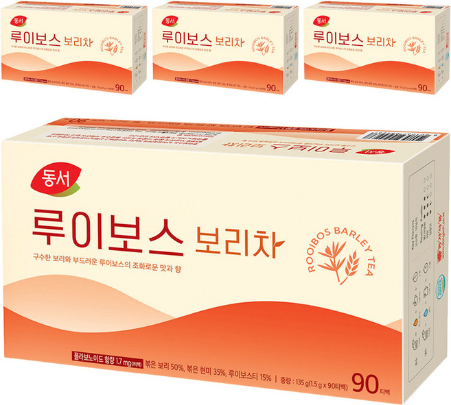 동서 루이보스 보리차, 1.5g, 90개입, 4개