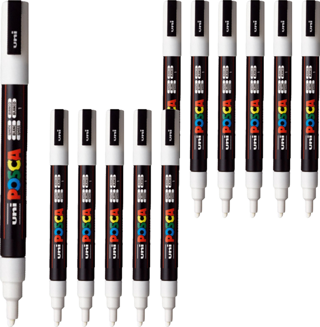 POSCA 彩色麥克筆 白色 PC-3M, 12個, 1色