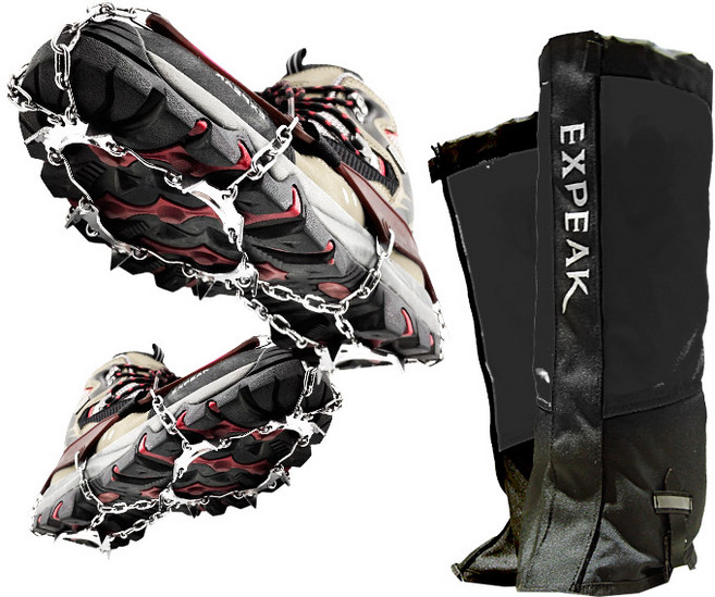 엑스피크 아이젠마스터 11p 아이젠 + 스패츠 세트, 브라운 + 시그니처블랙