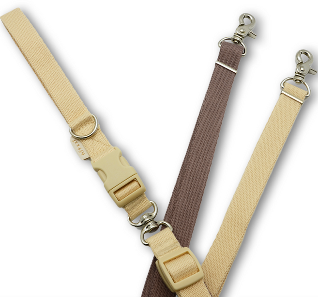 힛찌 꼬이지 않는 강아지 일체형 트윈줄, 베이지브라운, 1개