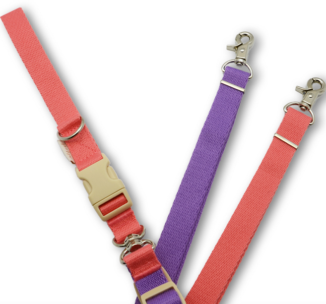 힛찌 꼬이지 않는 강아지 일체형 트윈줄, 핑크퍼플, 1개