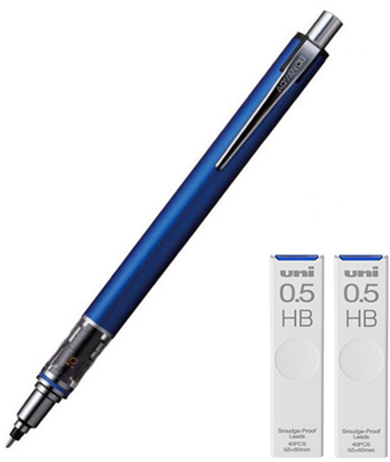 Uni 三菱鉛筆 KURU TOGA Advance Standard 自動鉛筆 海軍藍 M5-559 + Kuru Toga 專用筆芯 HB 2入組, 0.5mm, 1套