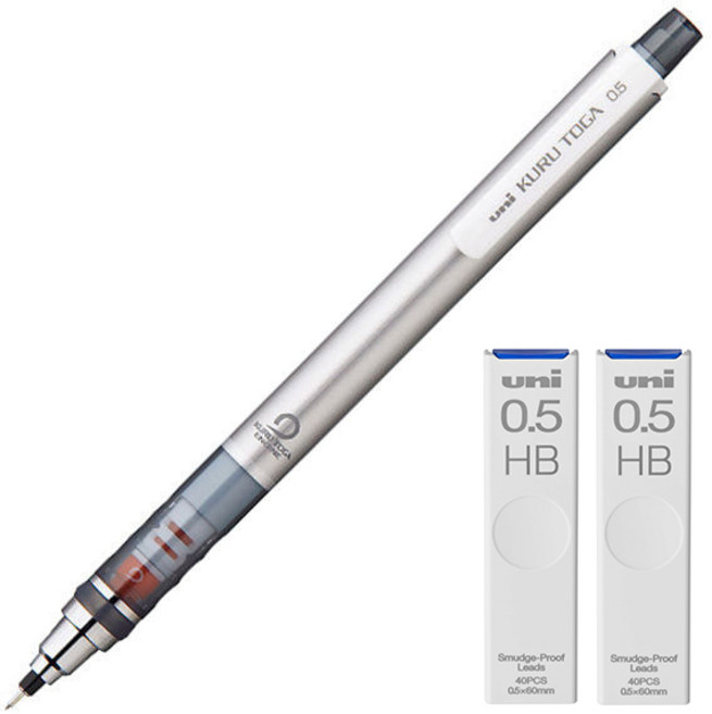 쿠루토가 샤프 스탠다드 모델 실버 M5-450 + 전용 샤프심 HB 2p 세트, 0.5mm, 1개