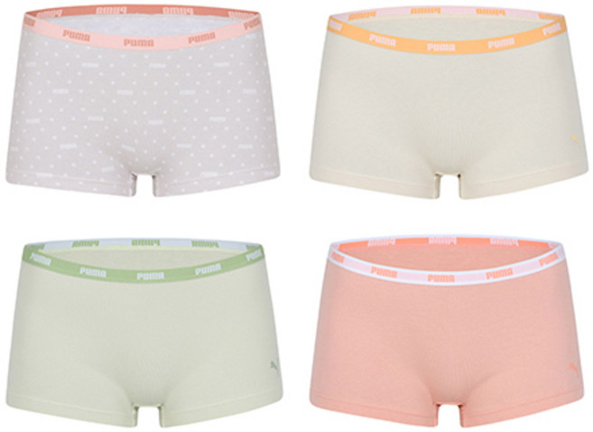푸마바디웨어 여아용 학생 코튼 네모 사각팬티 4종 세트