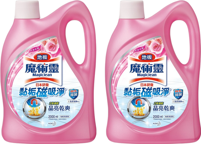 Kao 花王 Magiclean 魔術靈 台灣公司貨 地板清潔劑 水漾玫瑰, 2L, 2桶