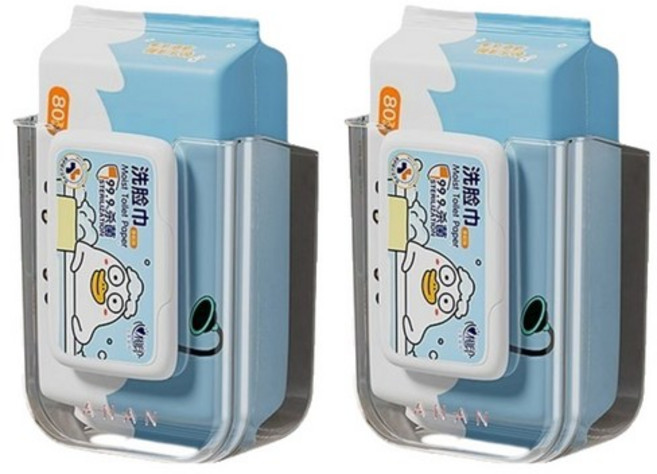 뉴토피아 벽걸이 욕실 물티슈 수납함 12.5 x 15 x 7.5cm, 2개, 투명회색