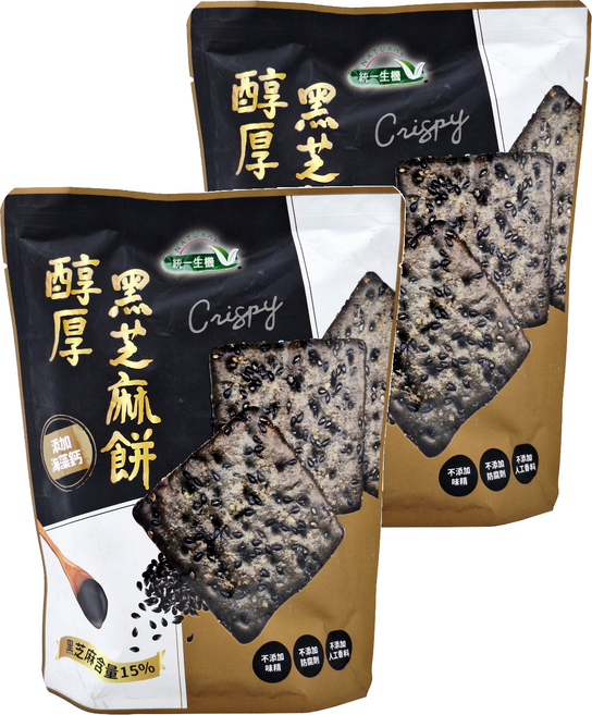 統一生機 醇厚黑芝麻餅, 124g, 2個