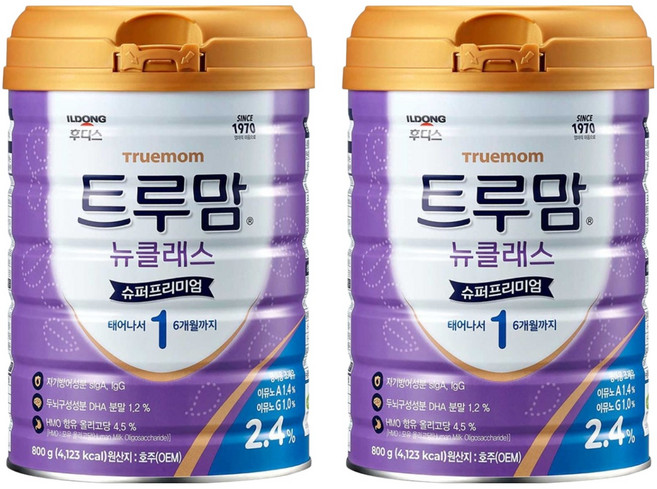 트루맘 뉴클래스 슈퍼프리미엄 분유 1단계, 800g, 2개