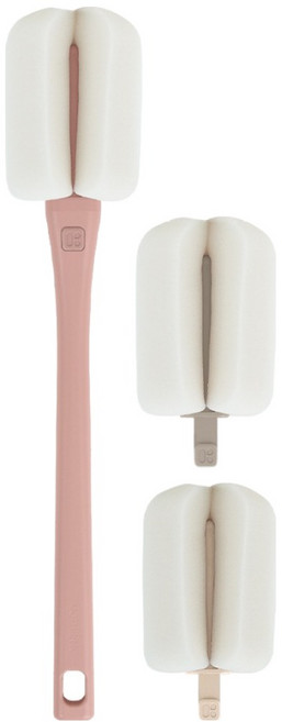 마더케이 리필형 롱핸들 젖병솔, 1세트, 인디핑크