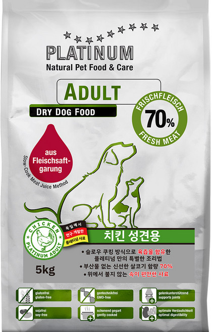 플래티넘 이베리코 전견용 슬로우쿠킹 고기사료, 닭, 5kg, 1개