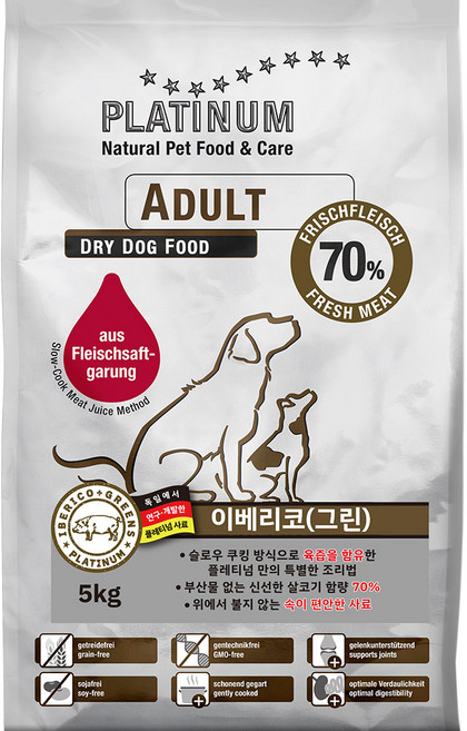 플래티넘 이베리코 전견용 슬로우쿠킹 고기사료, 돼지, 5kg, 1개
