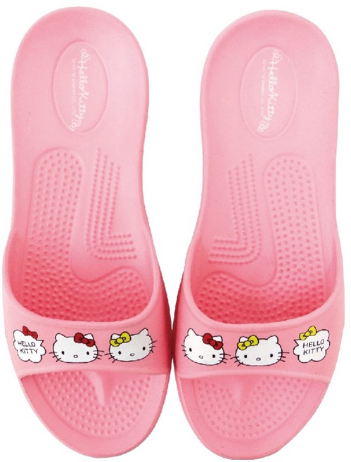 Sanrio 三麗鷗 凱蒂貓Action舒適拖鞋 超可愛卡通聯名主題 粉色 腳底按摩設計 透氣 EVA一體成型 輕量無負擔 25cm, 1雙