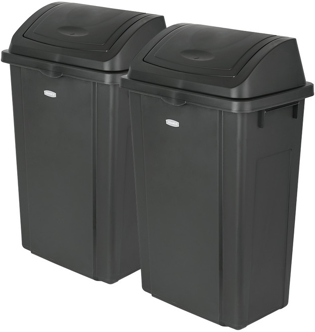 프랑코홈 한방에 분리수거함 와이드푸쉬형 50L 2p, 블랙