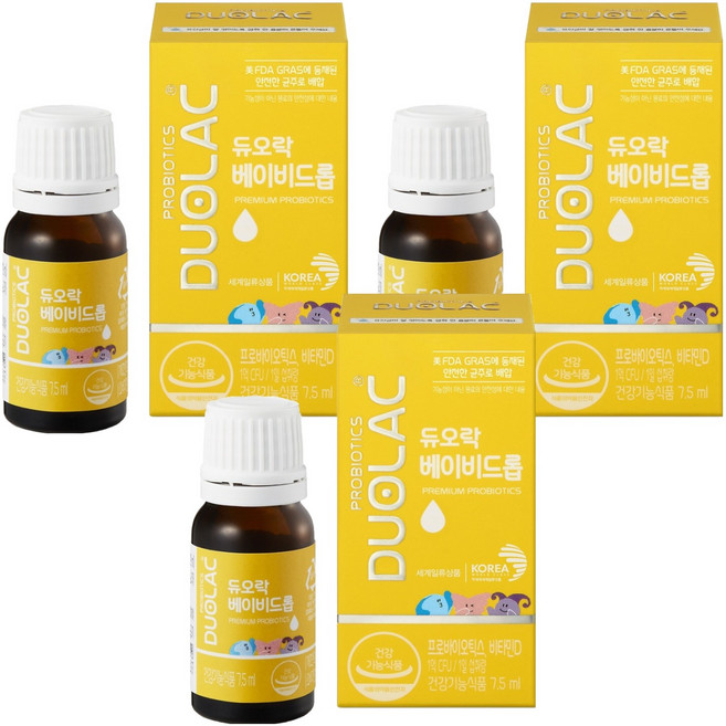 듀오락 베이비 드롭 프로바이오틱스 플러스 비타민D, 3개, 7.5ml