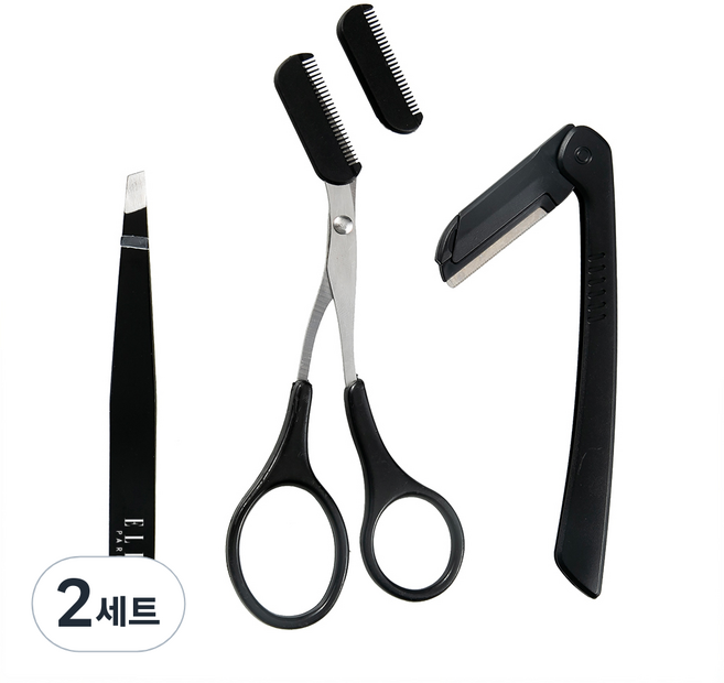 ELLE PARIS 눈썹정리 3종세트, 2세트, 블랙