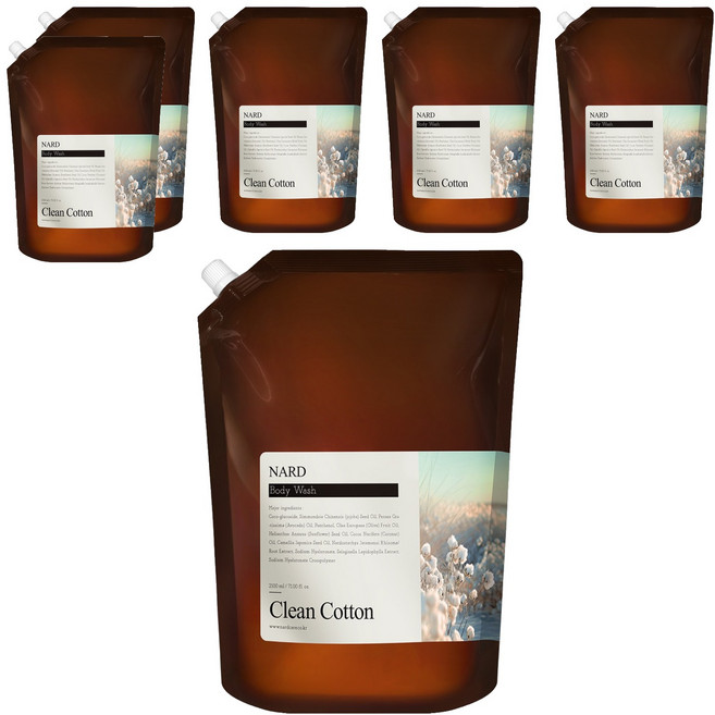 나드 부케가르니 리프레쉬 퍼퓸드 바디워시 클린코튼 리필, 6개, 2.1L