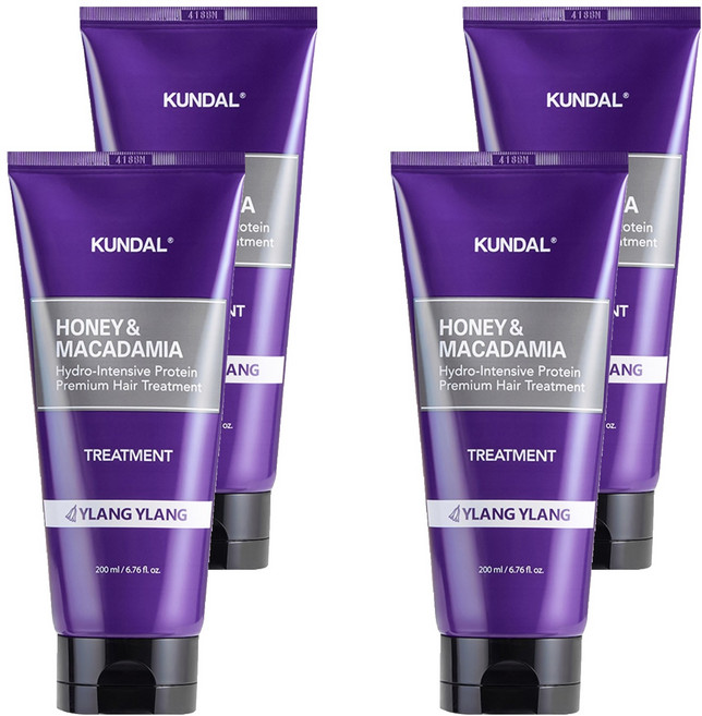 쿤달 허니 앤 마카다미아 헤어트리트먼트 일랑일랑향, 200ml, 4개