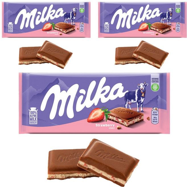 밀카 스트로베리 요거트 초콜릿, 100g, 3개