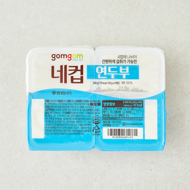 곰곰 네컵 연두부, 360g, 1개