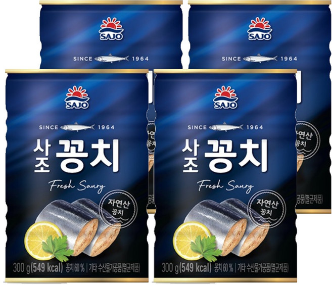 사조 꽁치 통조림, 300g, 4개
