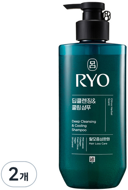 려 청아 딥클렌징&쿨링 샴푸 탈모증상완화, 480ml, 2개