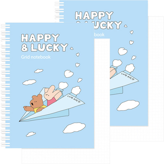 모노라이크 해피 앤 럭키 A5 스프링 그리드 노트, 02 Paper plane, 2개