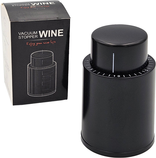 나홈 심플 와인 진공 스토퍼 4.2 x 7.2 cm, 블랙, 1개