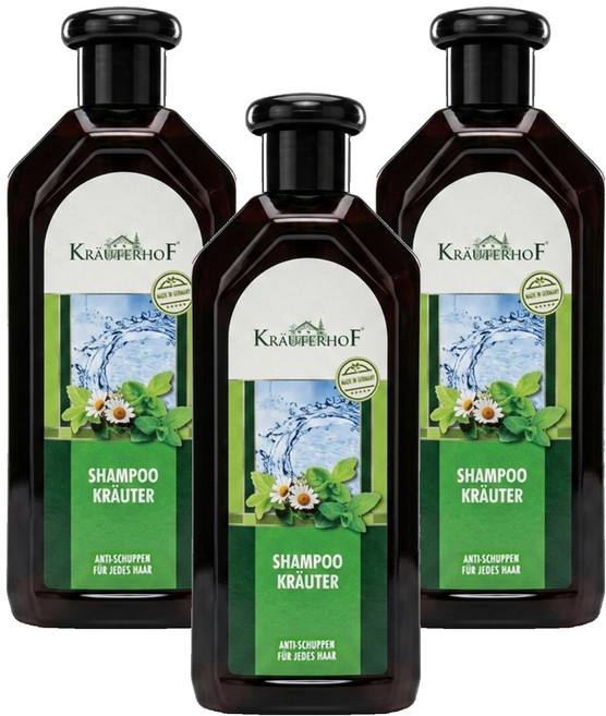 KRAUTERHOF 草本莊園 無矽靈植萃草本洗髮精, 500ml, 3瓶