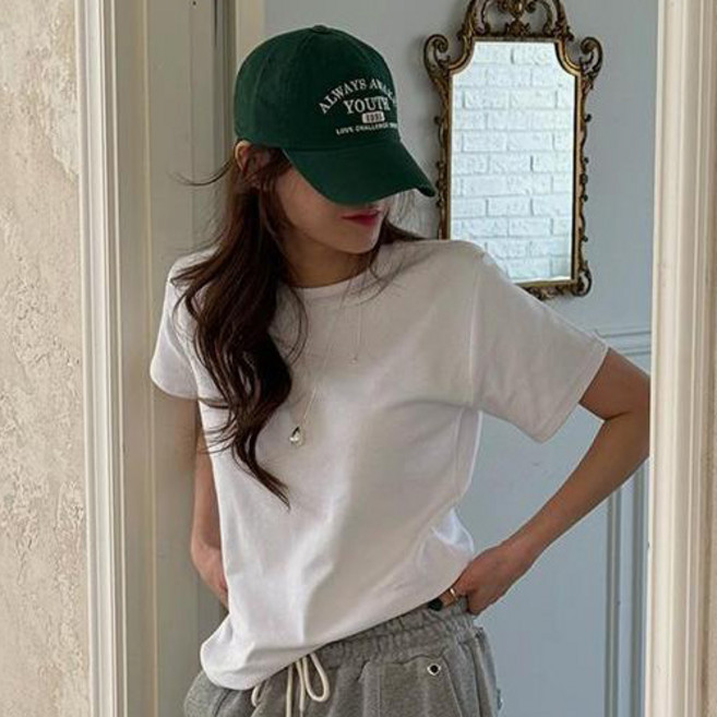 난닝구 여성용 스와베 라운드 반팔 티셔츠