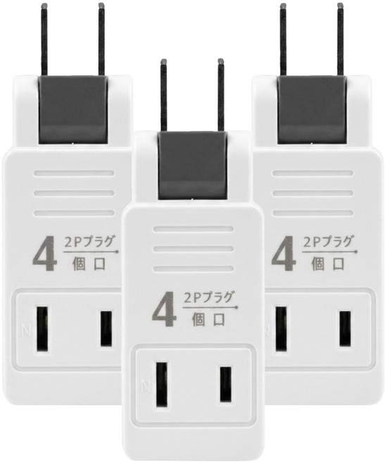 Kinyo 日式轉向四面插 83 x 28 x 25mm, 8.3cm, 白色, 3個