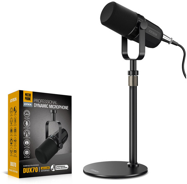 조이트론 유선 프로페셔널 다이나믹 마이크, DUX70 스탠드형, 블랙
