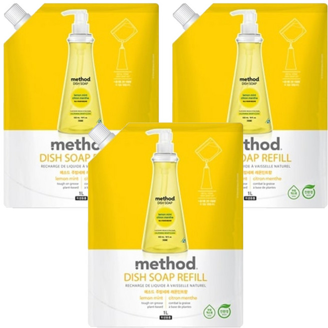 메소드 레몬민트향 주방세제, 1L, 3개