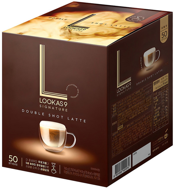 루카스나인 시그니처 더블샷라떼 커피믹스, 14.9g, 50개입, 1개