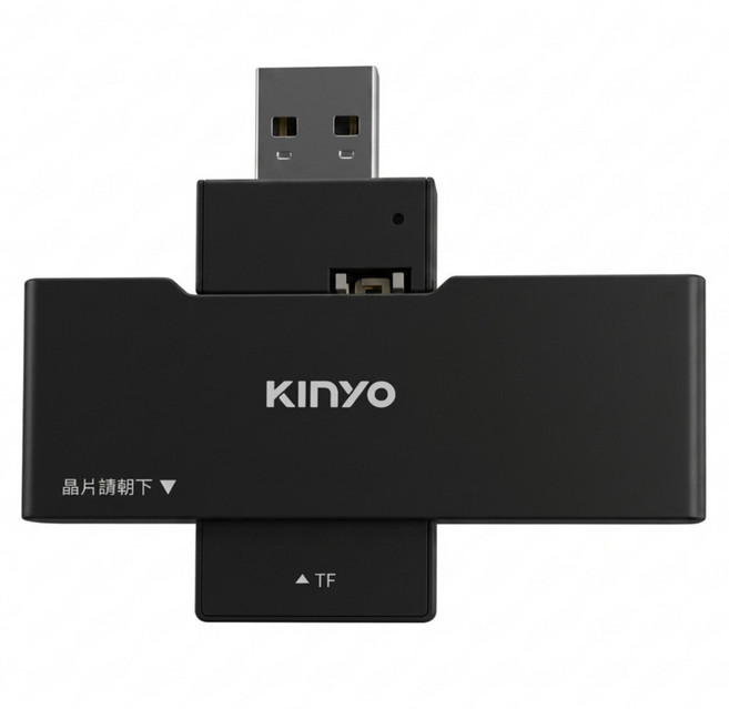 Kinyo 多合一晶片讀卡機 23.5 x 11 x 65mm 15g, KCR-356, 黑色, 1個