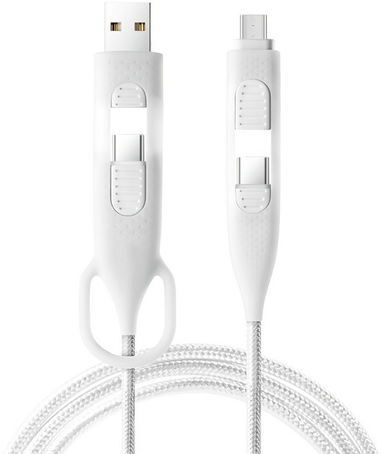 Bone 蹦克 4合1充電傳輸線, 100cm, 白色, 1個