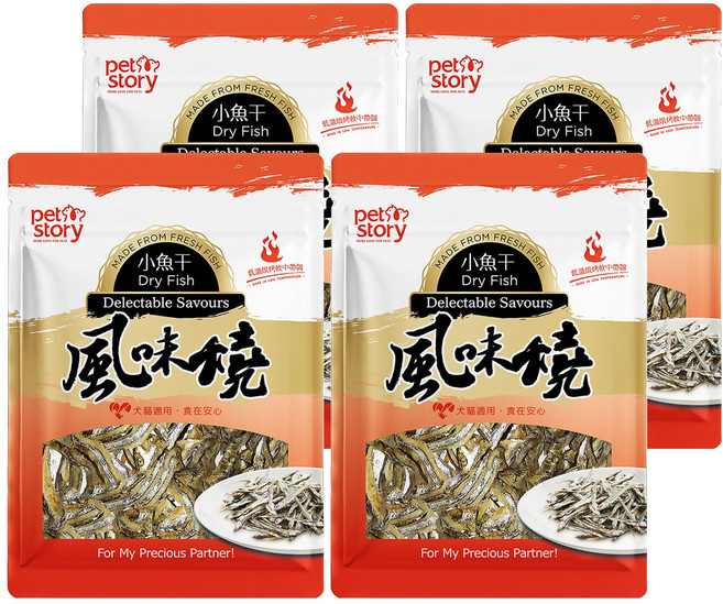 pet story 寵物物語 風味燒-犬貓用小魚干, 小魚干, 80g, 4入