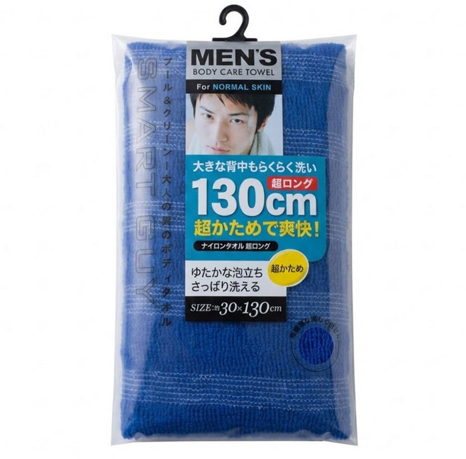 TOWA 東和產業 加長版爽快浴澡巾 130cm 觸感較粗硬 爽快洗淨, 深藍色, 1入, 1條