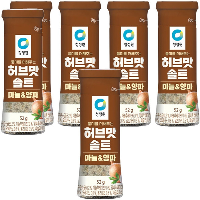 청정원 허브맛솔트 마늘&양파, 52g, 6개