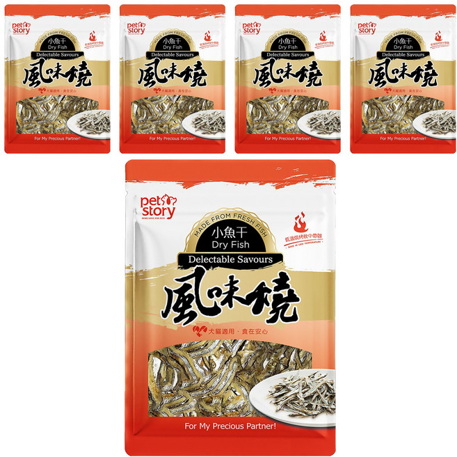 pet story 寵物物語 風味燒-犬貓用小魚干, 小魚干, 80g, 5入