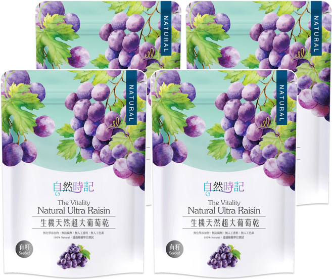 Nature Time 自然時記 超大有籽葡萄乾, 200g, 4包