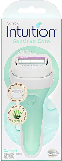 인튜이션 내추럴 여성제모기 알로에 그린 핸들 + 면도날 2p, 1세트
