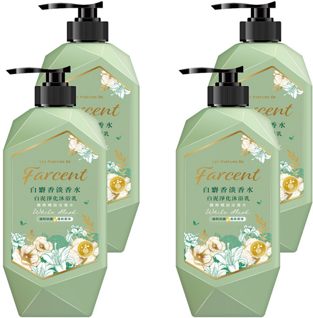 Farcent 花仙子 白泥淨化沐浴乳 白麝香, 1kg, 4瓶