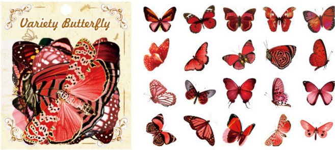 푸트로랩 나비 시리즈 핸드북 다꾸 스티커 20종 x 2p 세트, 로맨틱한 나비, 1세트