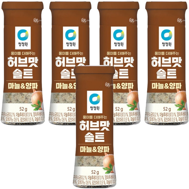 청정원 허브맛솔트 마늘&양파, 52g, 5개